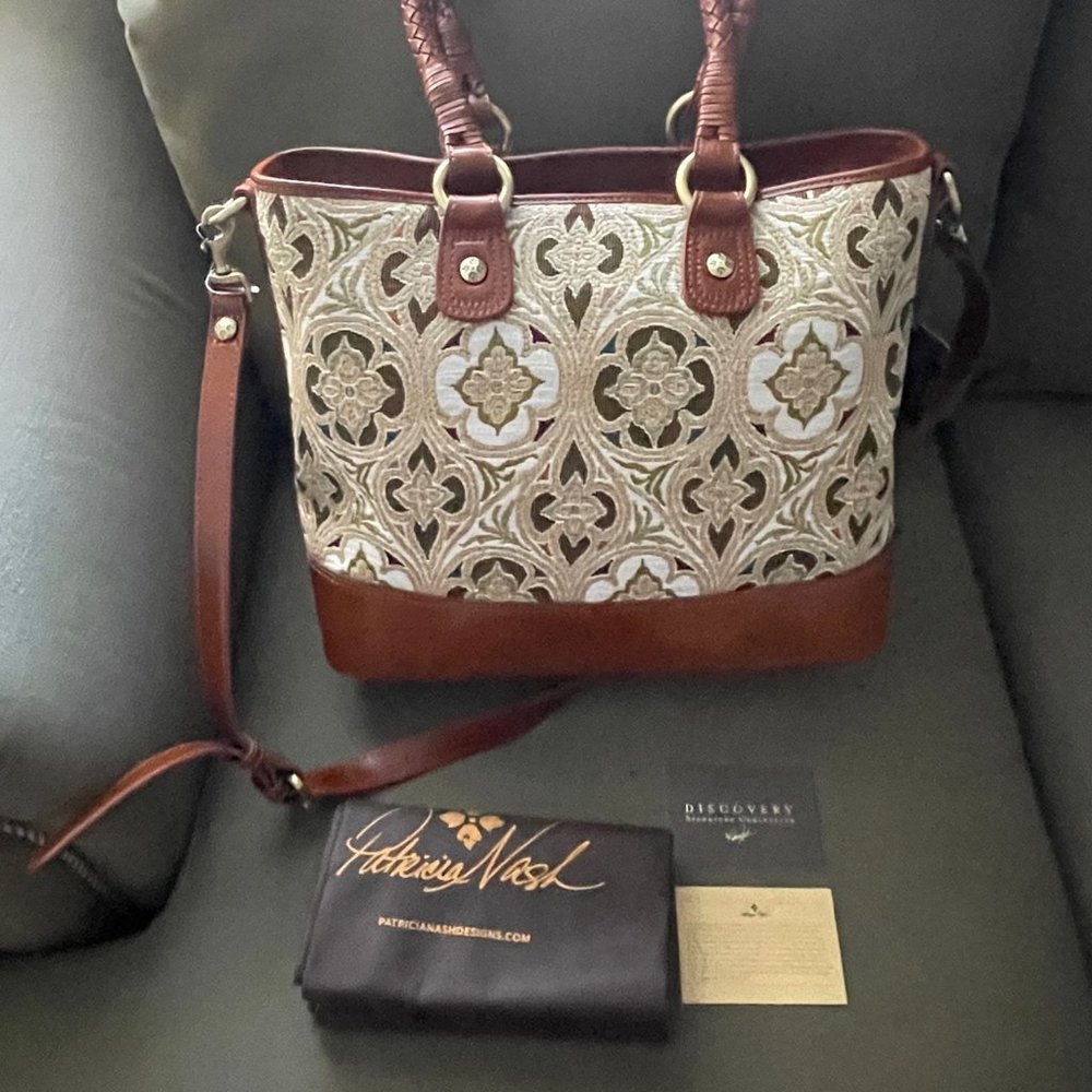 PATRICIA NASH Lesina LEATHER and Tapestry Tote - Picture 4 of 16